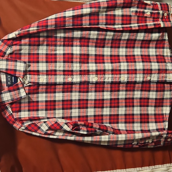 The Children's Place Long Sleeve Plaid Button-Up - Youth Large - Picture 1 of 5